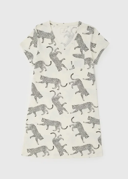 Cream Leopoard V-Neck Nightie - Small Image 4