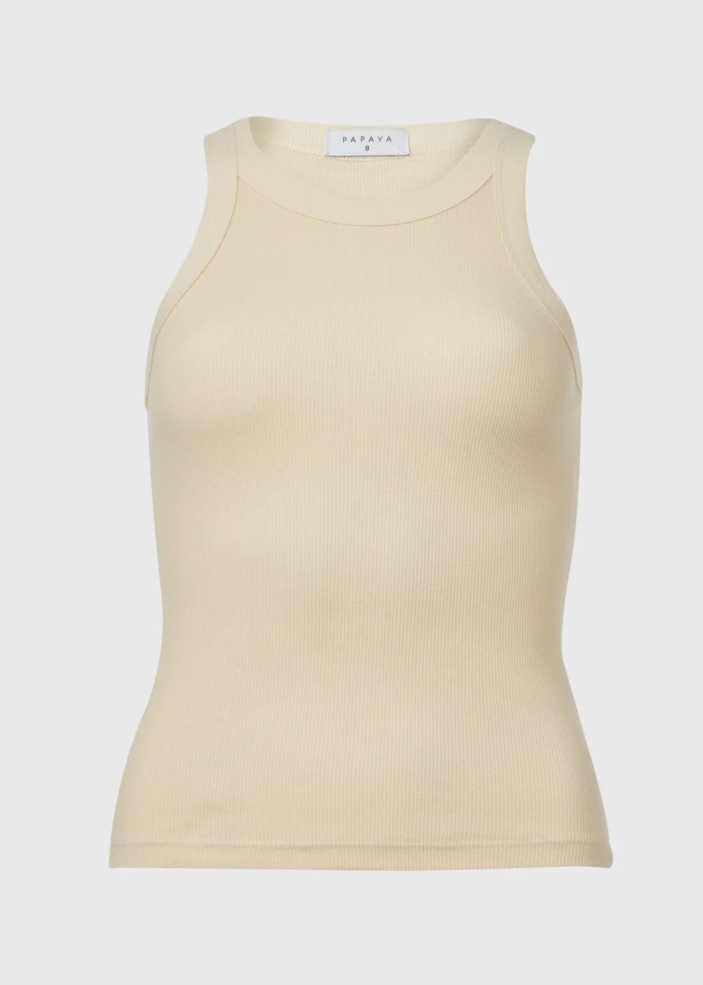 Cream High Neck Plain Ribbed Vest - 8 Image 5