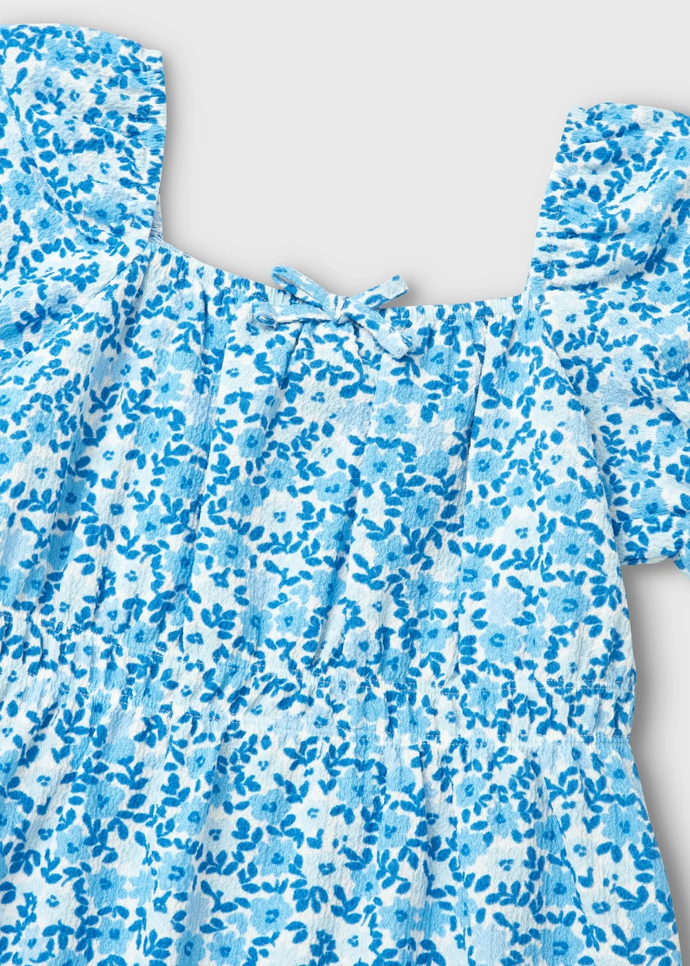 Girls Blue Floral Crinkle Dress (7-13yrs) - 7 Yrs Image 2