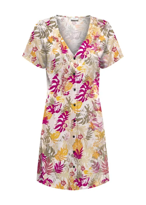 JDY Multicolour Leaf V Neck Tea Dress - 12 Image 1