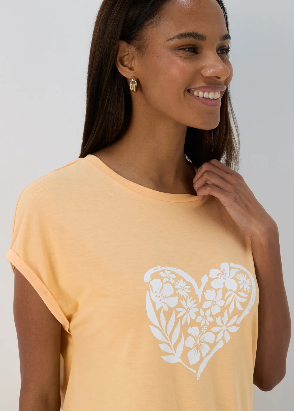 Peach Heart Longline T Shirt - S Image 3