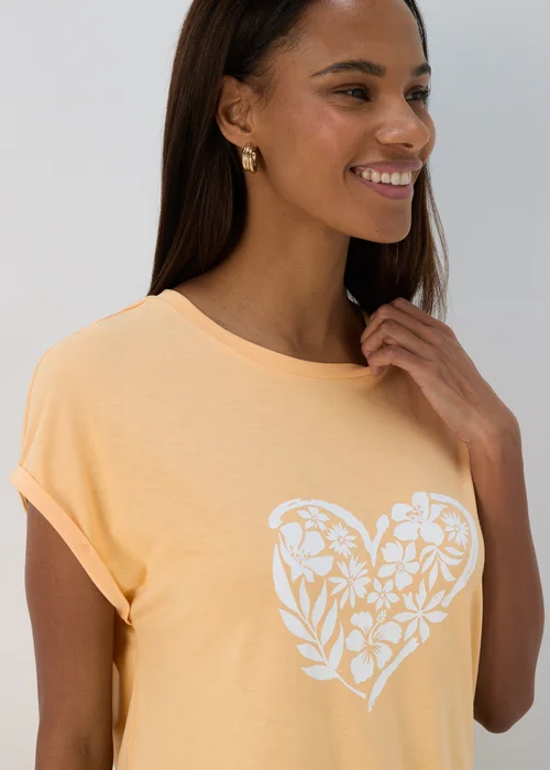 Peach Heart Longline T Shirt - S Image 3
