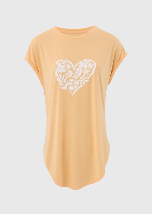 Peach Heart Longline T Shirt - S Image 5