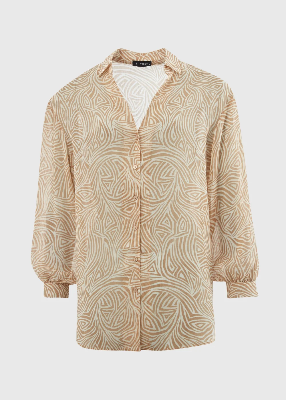 Et Vous White Geo Print Blouse - Size 8 Image 5