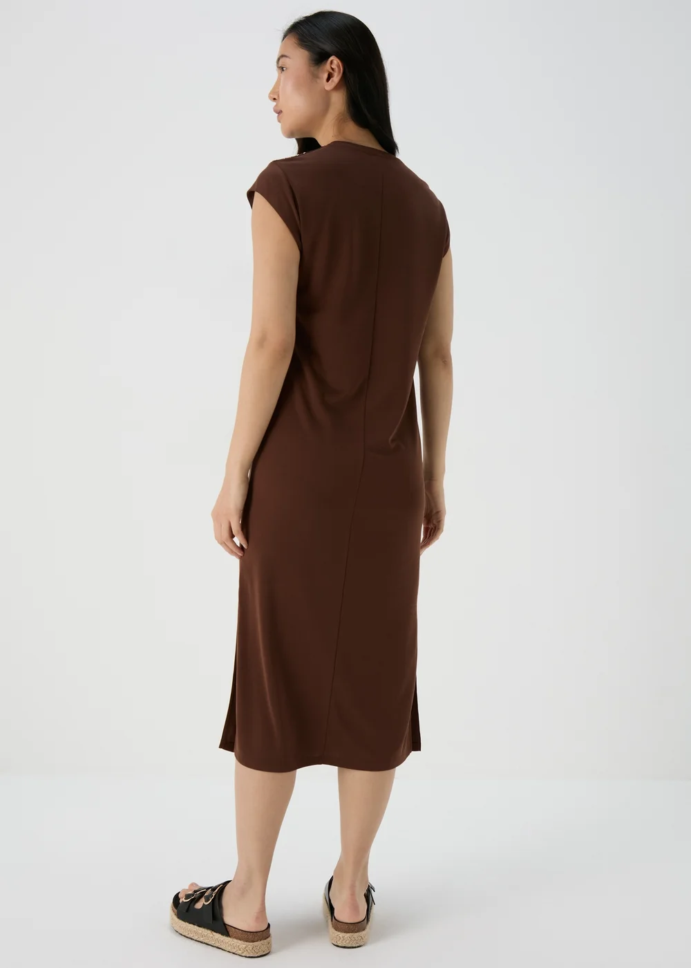 Brown Jersey Midi Dress - 8 Image 2