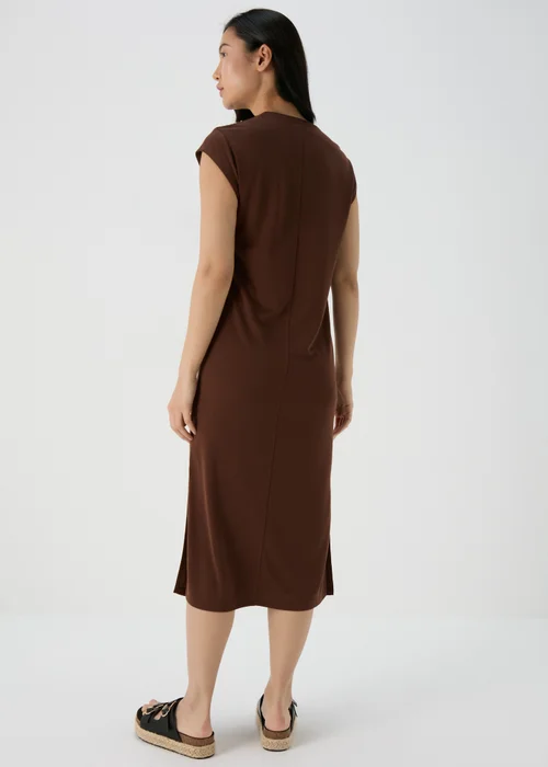 Brown Jersey Midi Dress - 8 Image 2