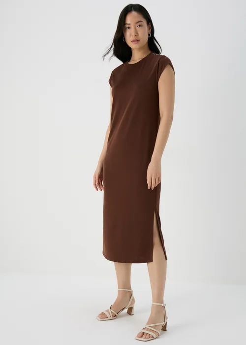 Brown Jersey Midi Dress - 8 Image 4