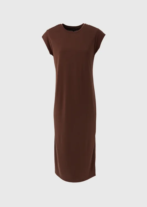 Brown Jersey Midi Dress - 8 Image 5