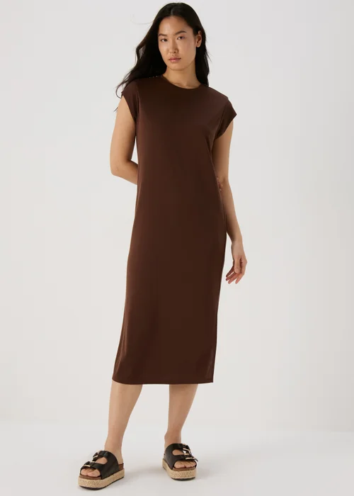Brown Jersey Midi Dress - 8 Image 1