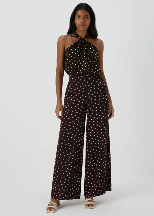 Et Vous Brown Spot Print Wide Leg Co Ord Trousers - 8 Image 1