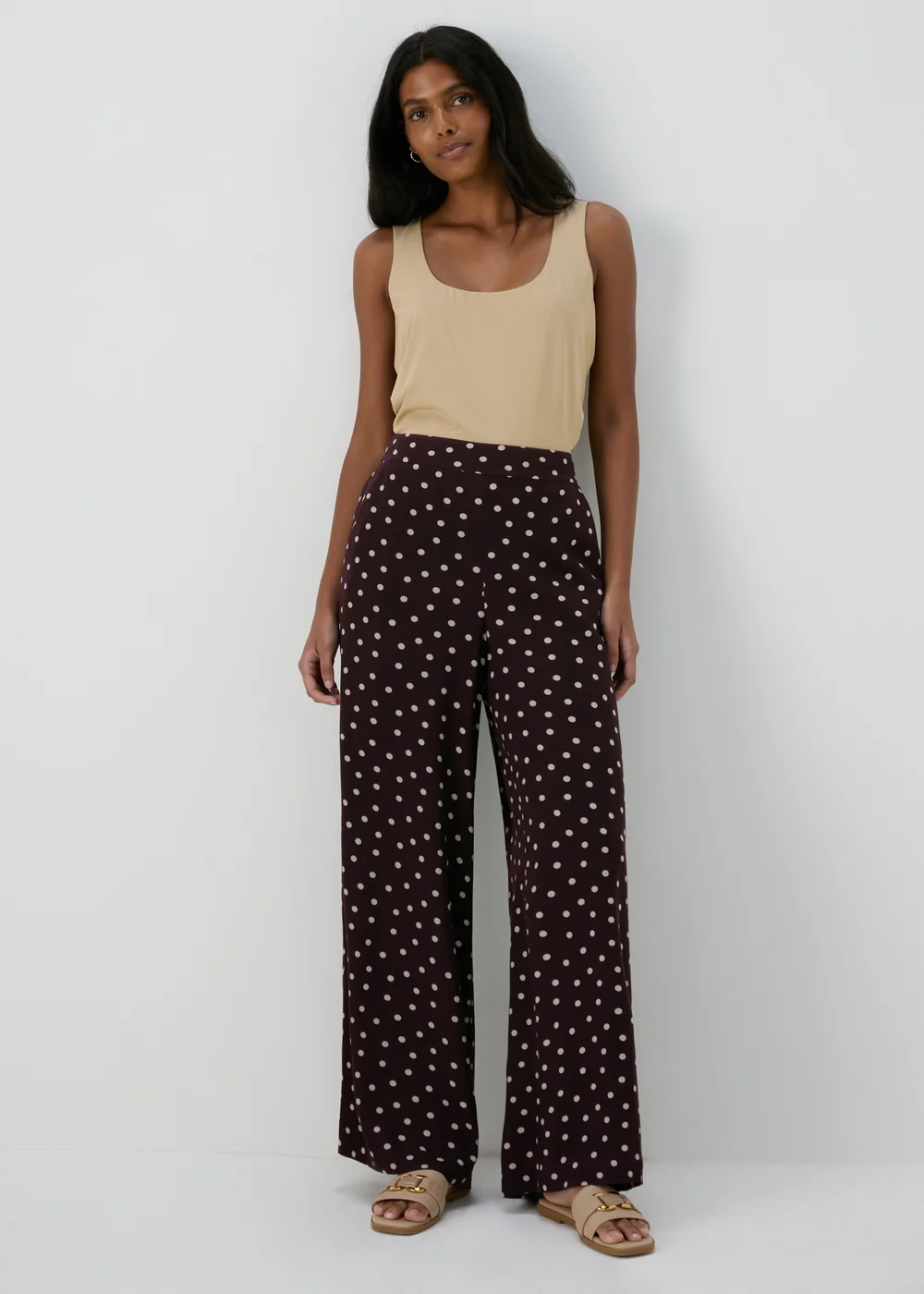 Et Vous Brown Spot Print Wide Leg Co Ord Trousers - 8 Image 4