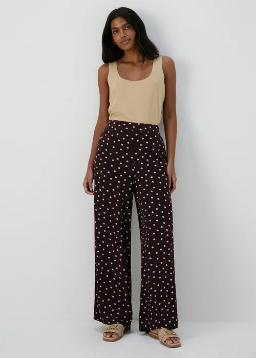 Et Vous Brown Spot Print Wide Leg Co Ord Trousers - 8 Image 4
