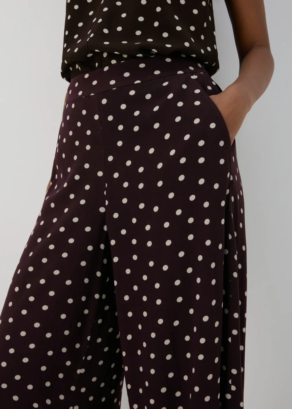 Et Vous Brown Spot Print Wide Leg Co Ord Trousers - 8 Image 3