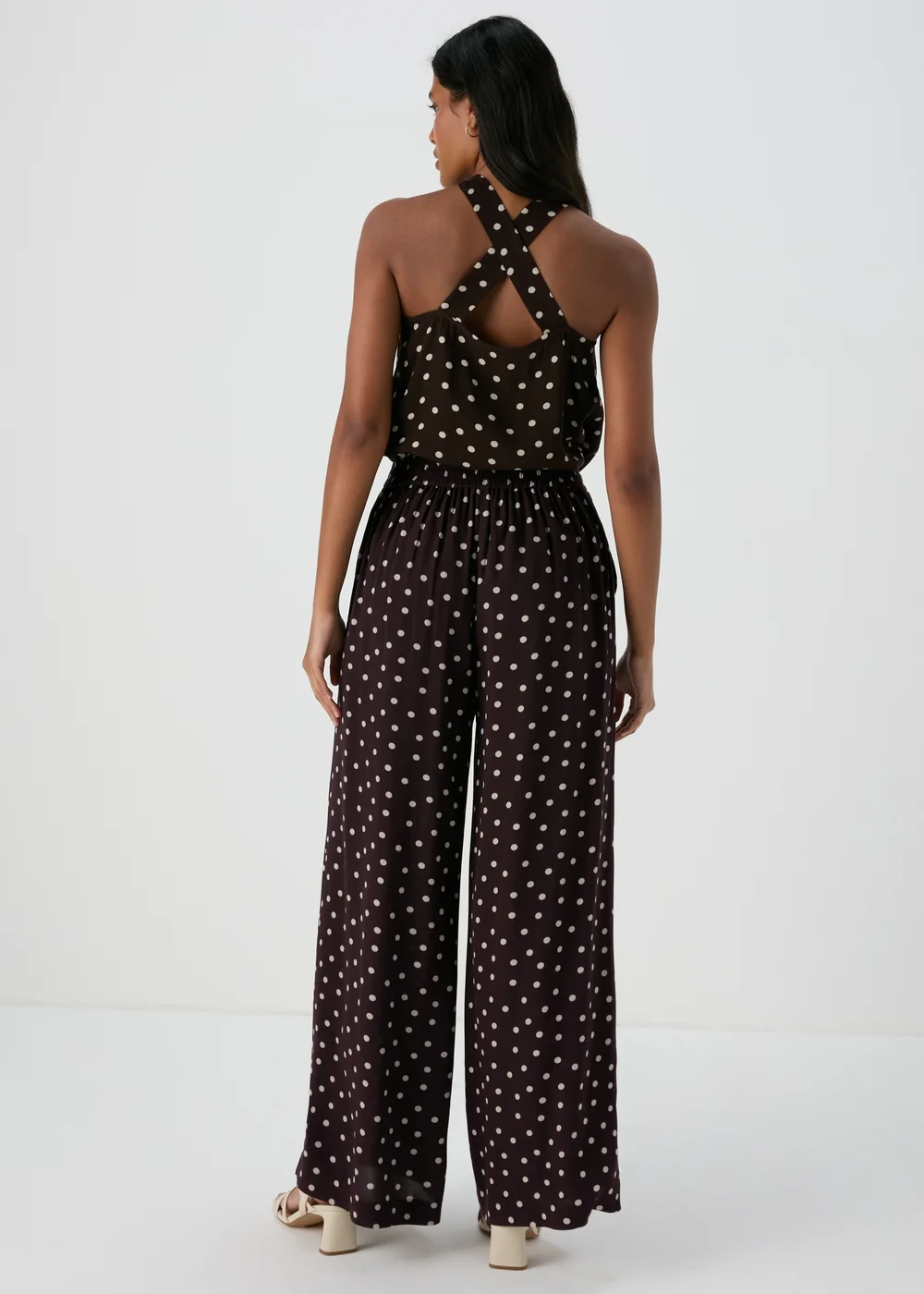 Et Vous Brown Spot Print Wide Leg Co Ord Trousers - 8 Image 2