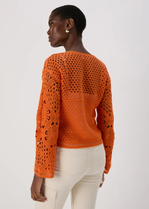 Orange Kimono Sleeve Lace Top - XS Image 2