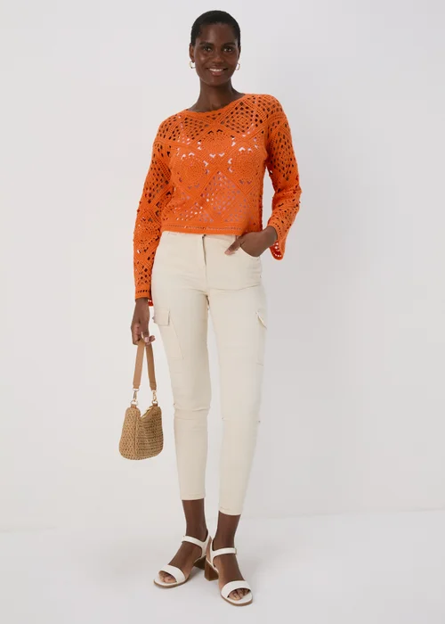 Orange Kimono Sleeve Lace Top - XS Image 4
