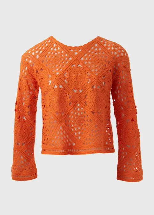 Orange Kimono Sleeve Lace Top - XS Image 5