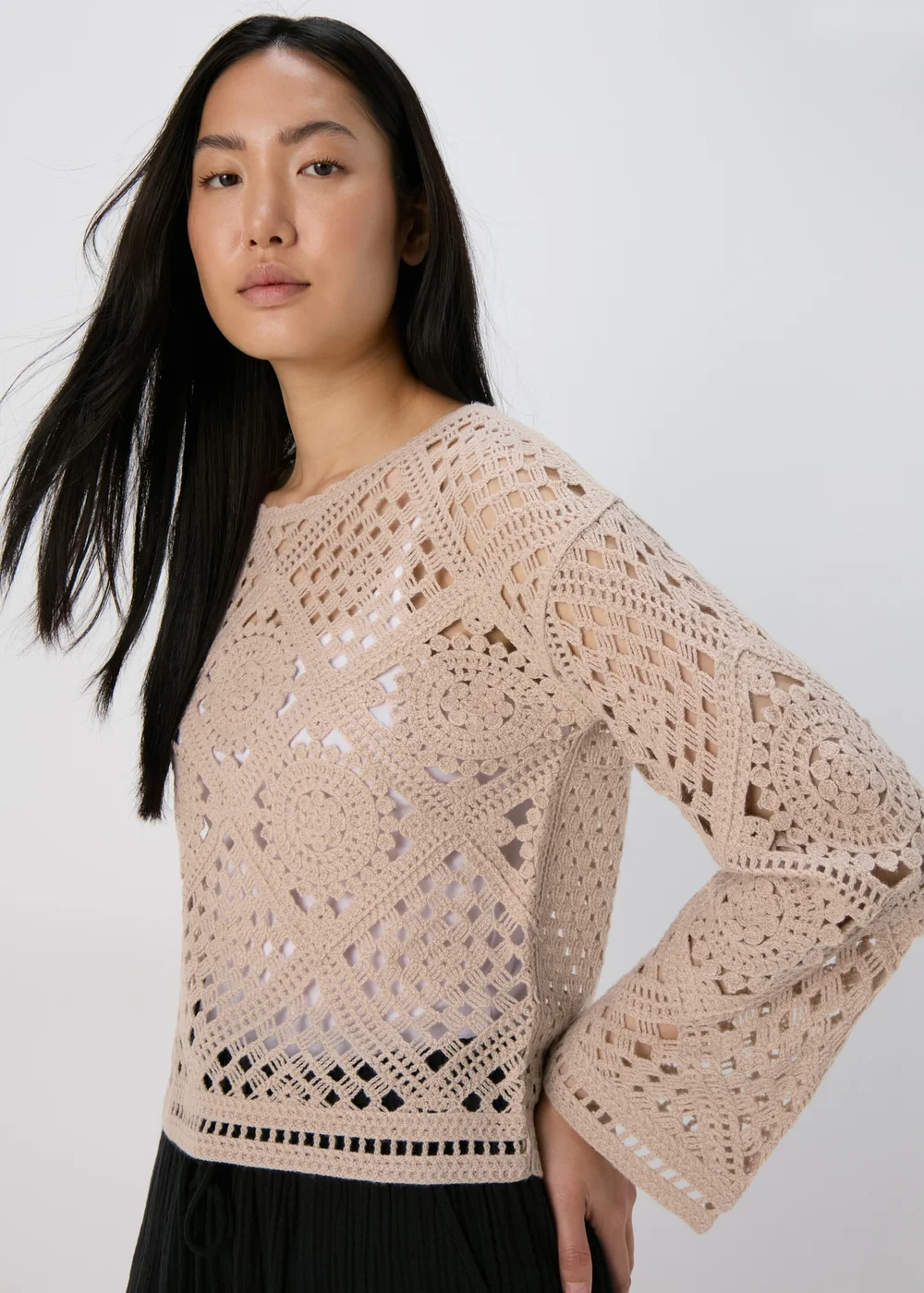 Beige Lace Kimono Top - XS Image 1