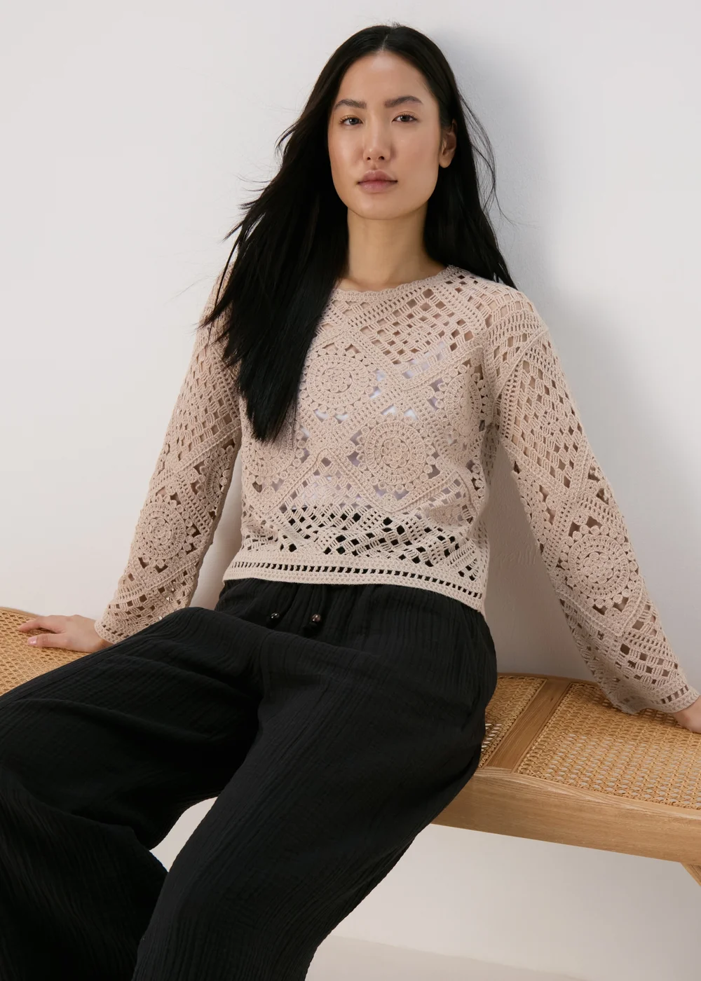 Beige Lace Kimono Top - XS Image 3