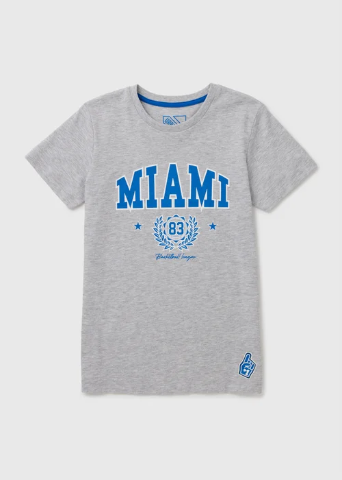 Boys Grey Marl Miami Varsity T-Shirt (7-13yrs) - Age 7 Years Image 1