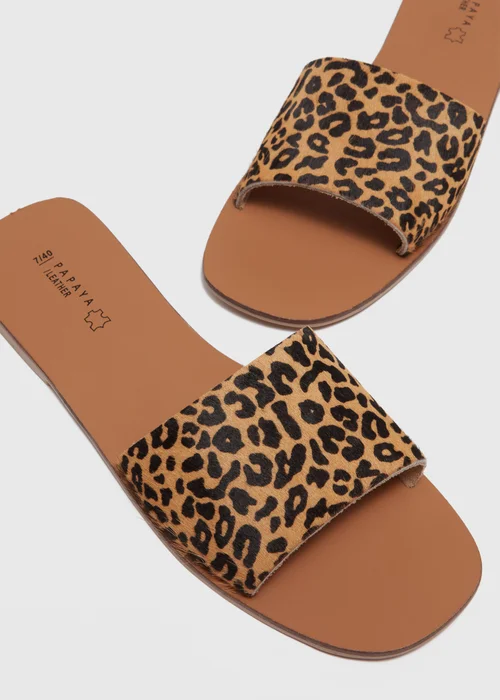 Brown Leopard Skin Mules - Size 3 Image 2