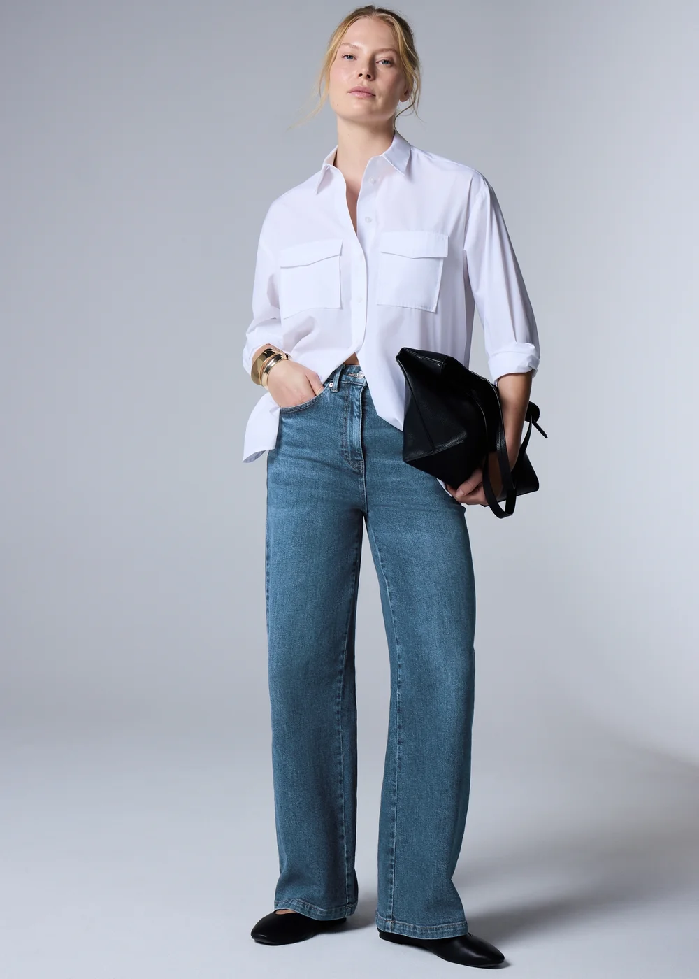 Indigo Wide Leg Jeans - 8/L29 Image 2