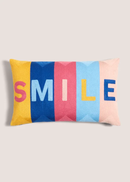 Multicolour Smile Slogan Cushion Image 1