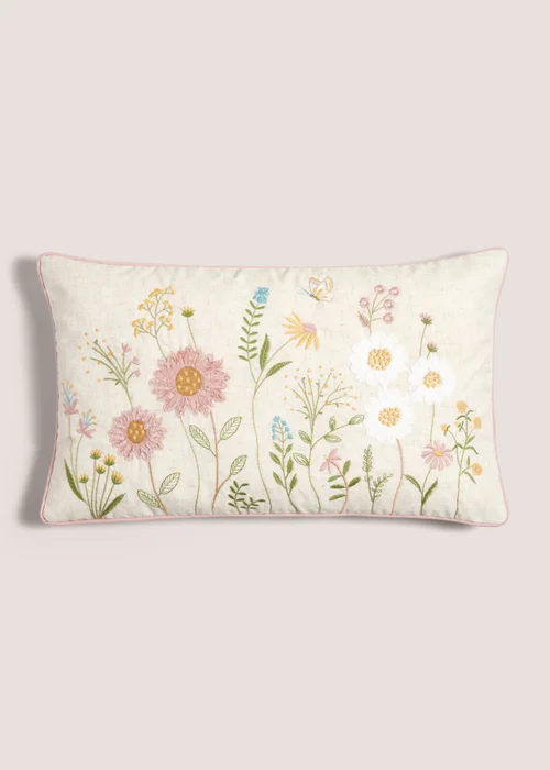 Floral Embroidered Cushion (30cm x 50cm) Image 1