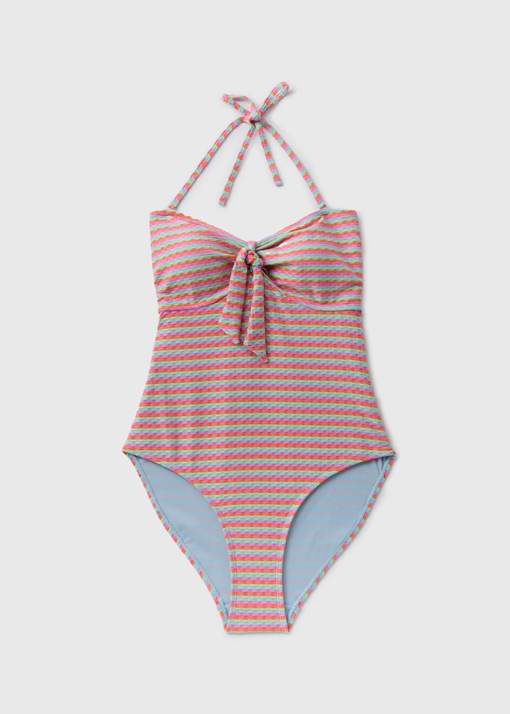 Multicolour Striped Textured Swimsuit - 6 Image 4