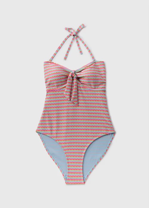 Multicolour Striped Textured Swimsuit - 6 Image 4