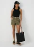 Khaki Utility Denim Shorts - 8 Image 4