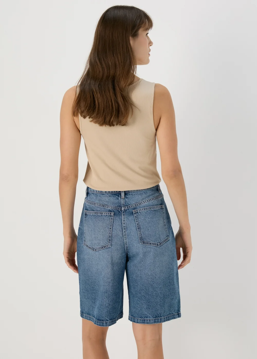 Mid Wash Longline Denim Shorts - 8 Image 2