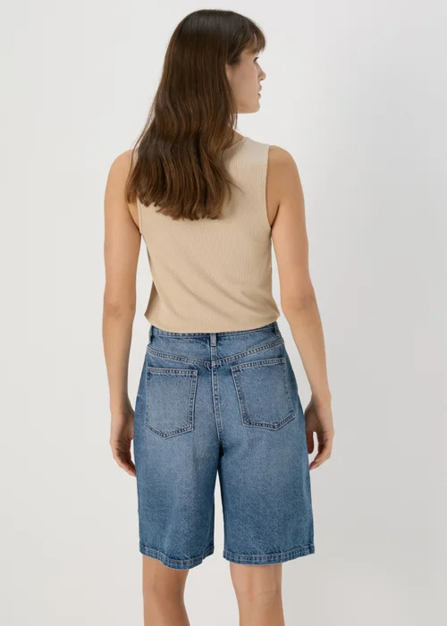 Mid Wash Longline Denim Shorts - 8 Image 2