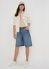 Mid Wash Longline Denim Shorts - 8 Image 4