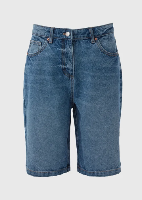 Mid Wash Longline Denim Shorts - 8 Image 5