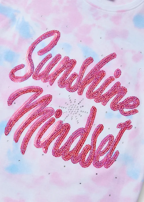 Girls Pink Tie Dye Sequin T-Shirt (7-13yrs) - Age 7 Years Image 2