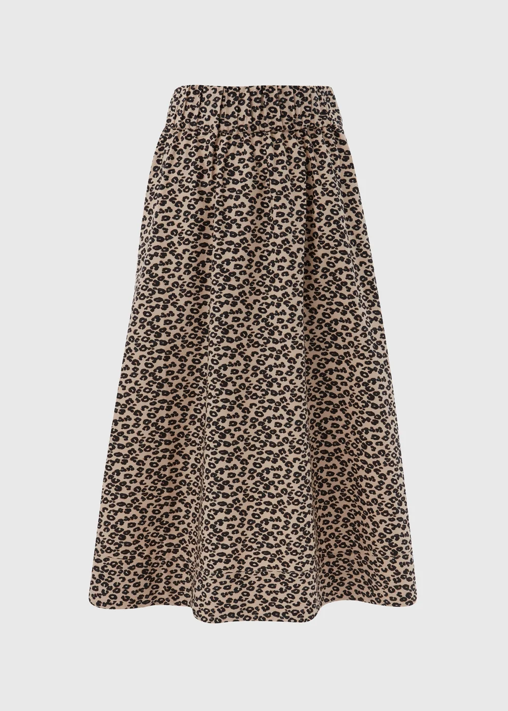 Brown Leopard Print Poplin Skirt - 8 Image 5