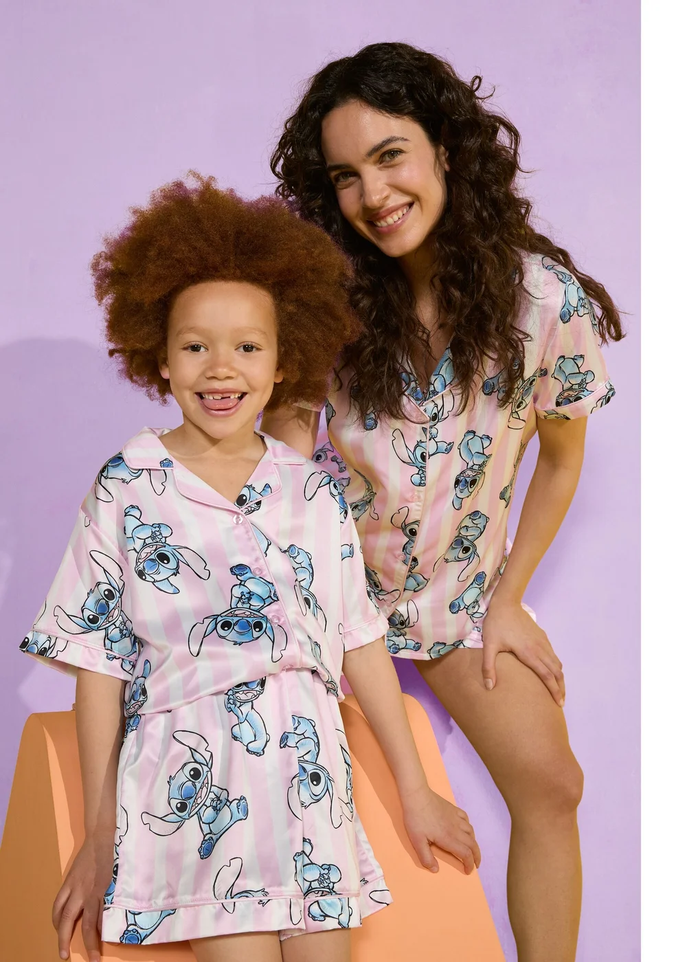 Disney Kids Pink Stitch Satin Pyjama Top & Shorts Set (4-13yrs) - Age 7 Years Image 3