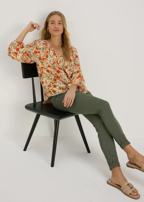 Multicoloured Floral Print Button Down Blouse Top - Size 8 Image 4