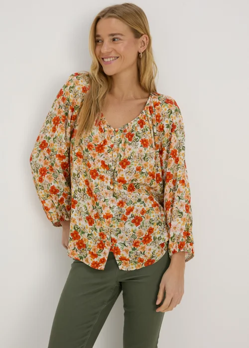 Multicoloured Floral Print Button Down Blouse Top - Size 8 Image 1