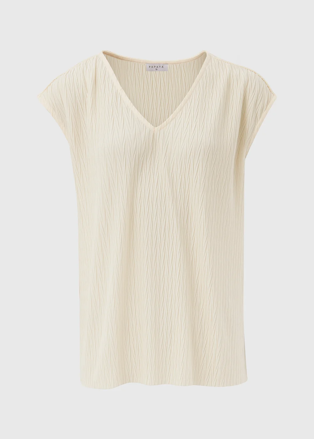 Cream Textured V Neck Co Ord Top - Size 6 Image 5