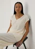 Cream Textured V Neck Co Ord Top - Size 6 Image 1