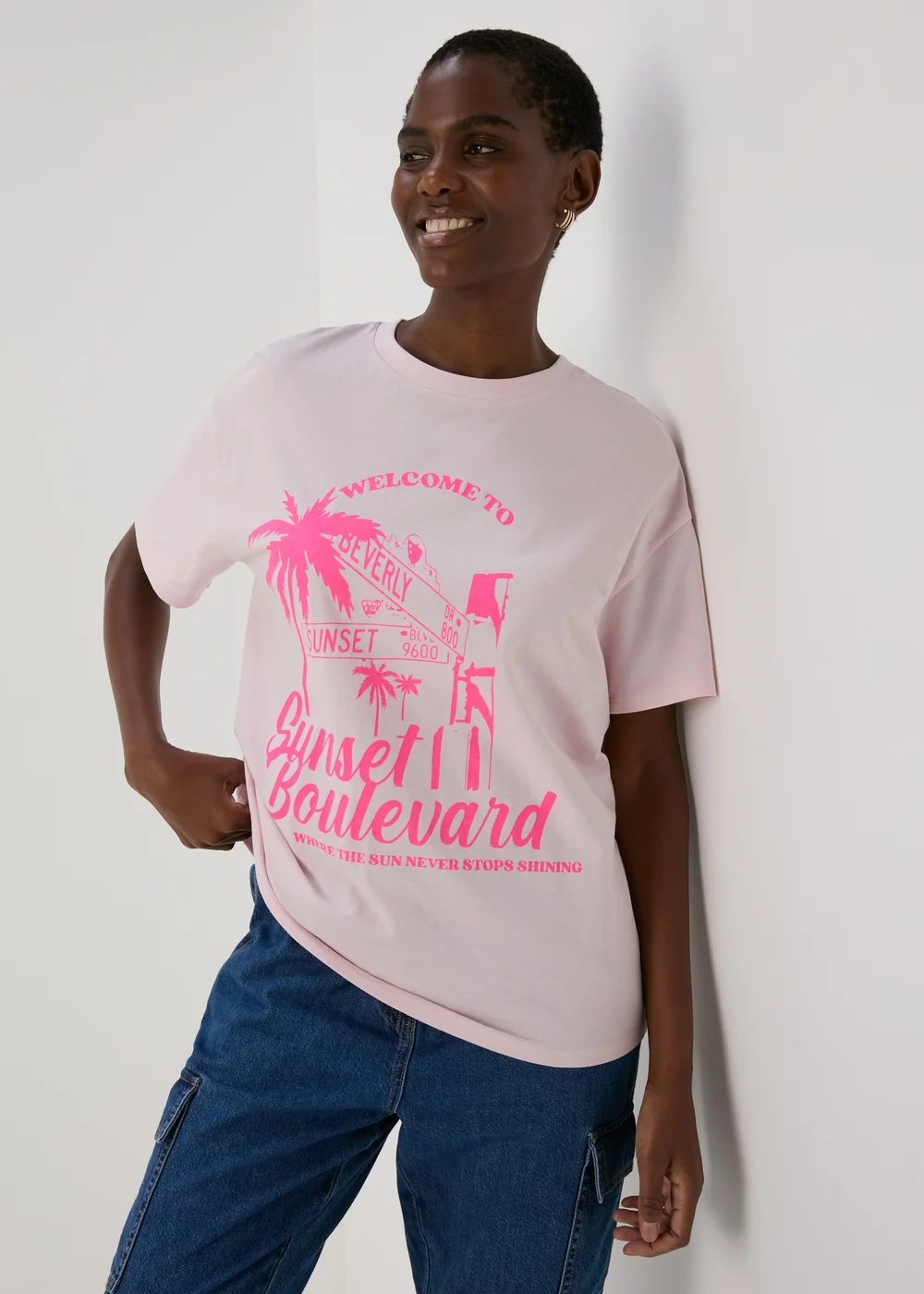 Papaya Petite Pink Venice Beach Oversized T-Shirt - XS Image 1