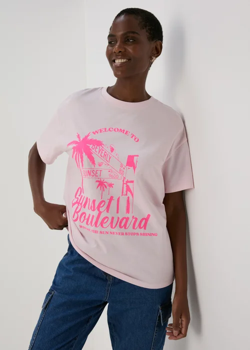 Papaya Petite Pink Venice Beach Oversized T-Shirt - XS Image 1