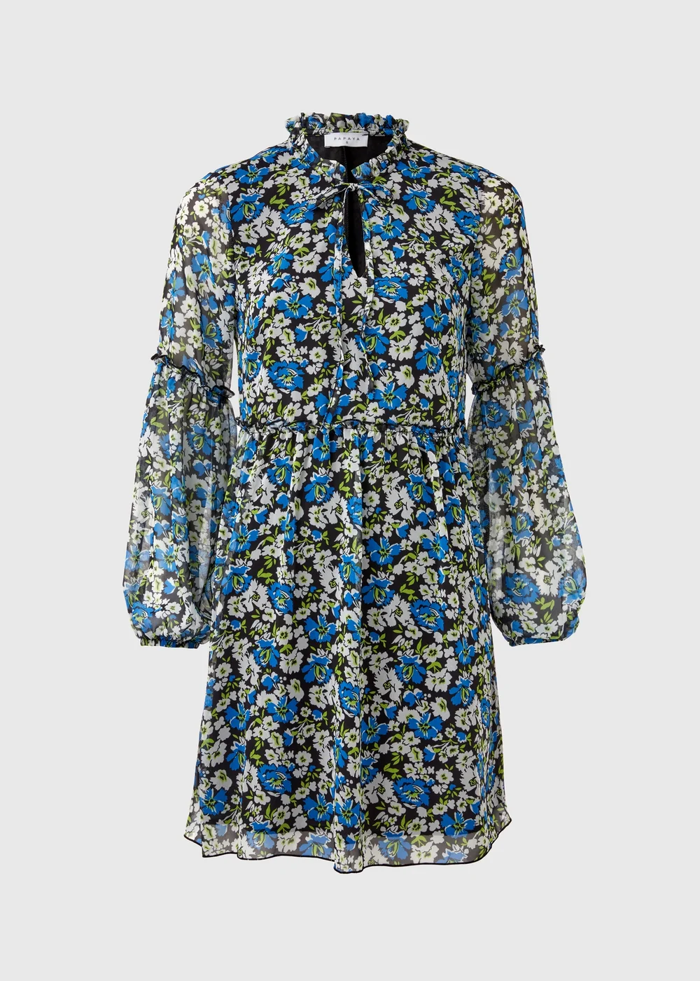 Blue Frill Floral Tieneck Dress - 8 Image 5