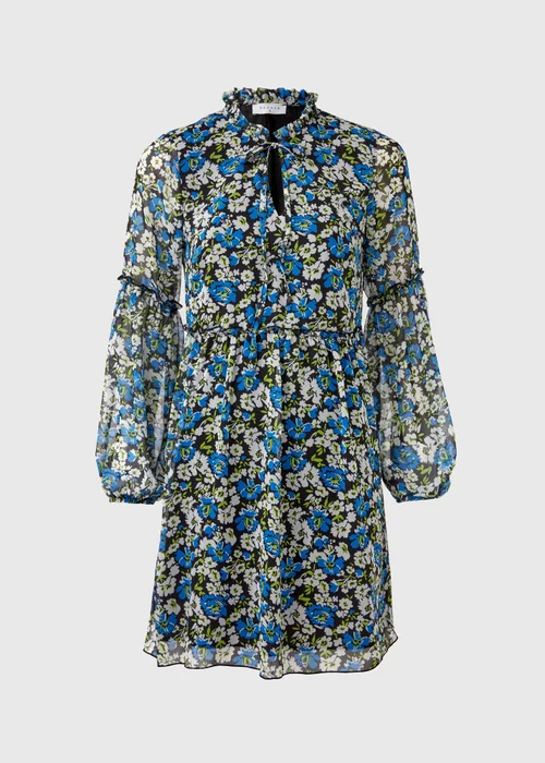Blue Frill Floral Tieneck Dress - 8 Image 5