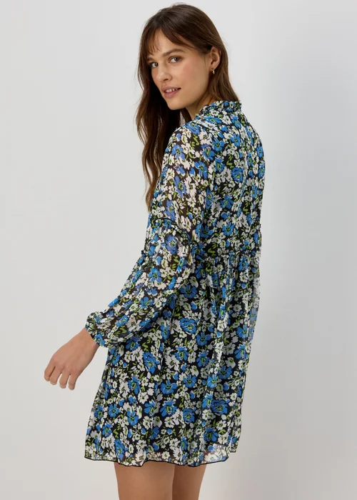 Blue Frill Floral Tieneck Dress - 8 Image 2