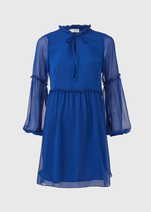 Blue Frill Tieneck Dress - 8 Image 5