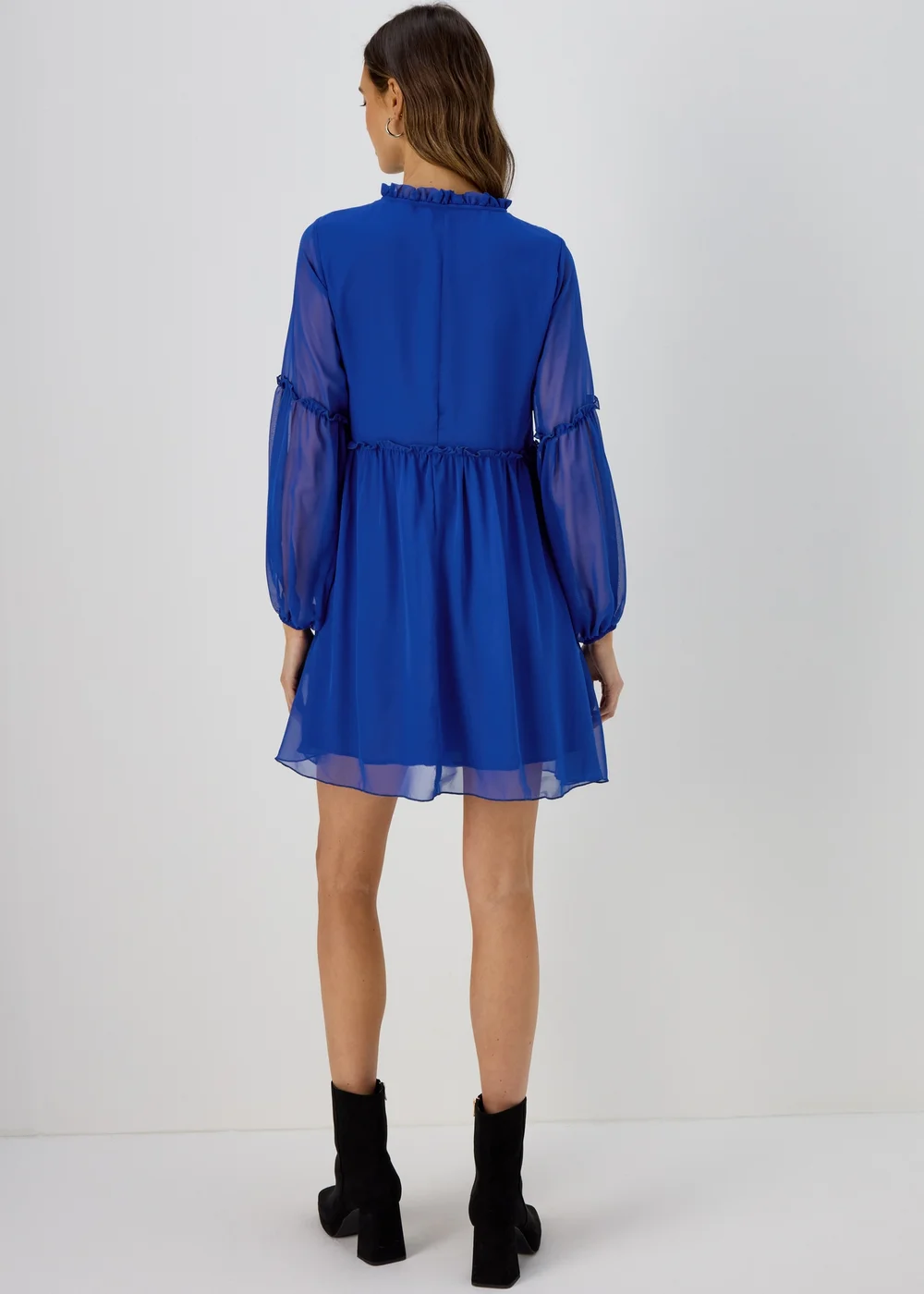 Blue Frill Tieneck Dress - 8 Image 2