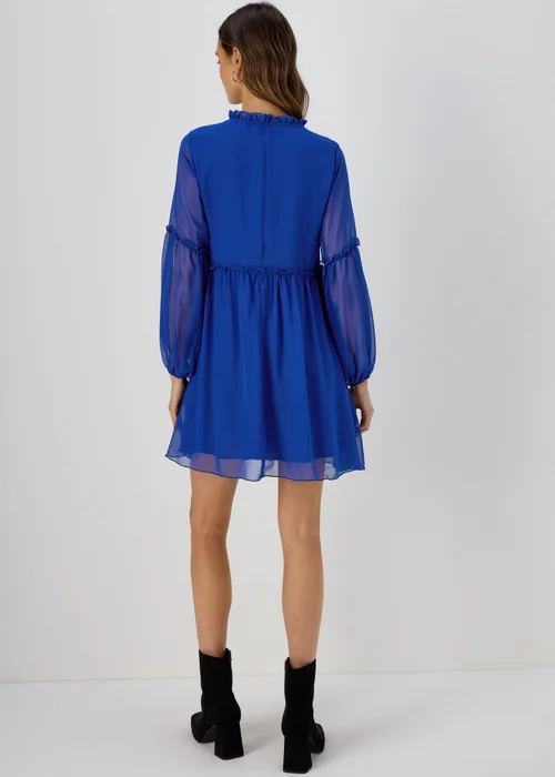 Blue Frill Tieneck Dress - 8 Image 2